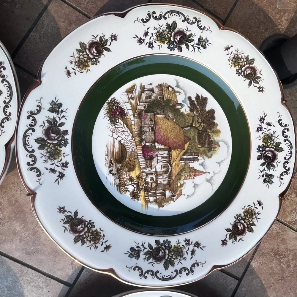 Vintage WOOD & SONS “ASCOT Village”, Set Of 4 wall Plates England
